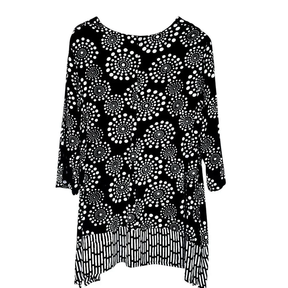 Soft Surroundings Batik Polka Dot Asymmetrical Pockets Tunic Top, Sz L - Picture 2 of 8